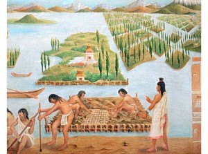 Aztec chinampas farming by Pat Garcia